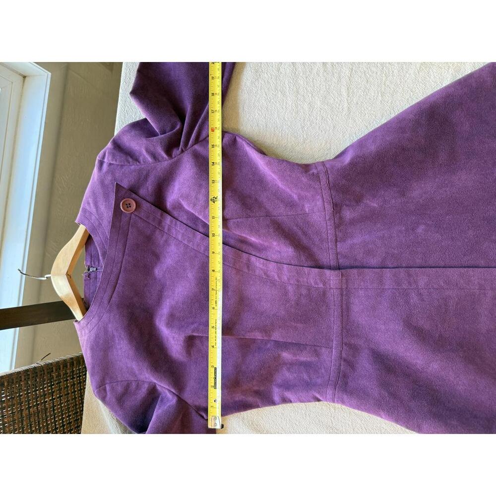 Vintage Mollie Parnis Purple Ultra Suede Long Sleeve Dress Small - Picture 10 of 15